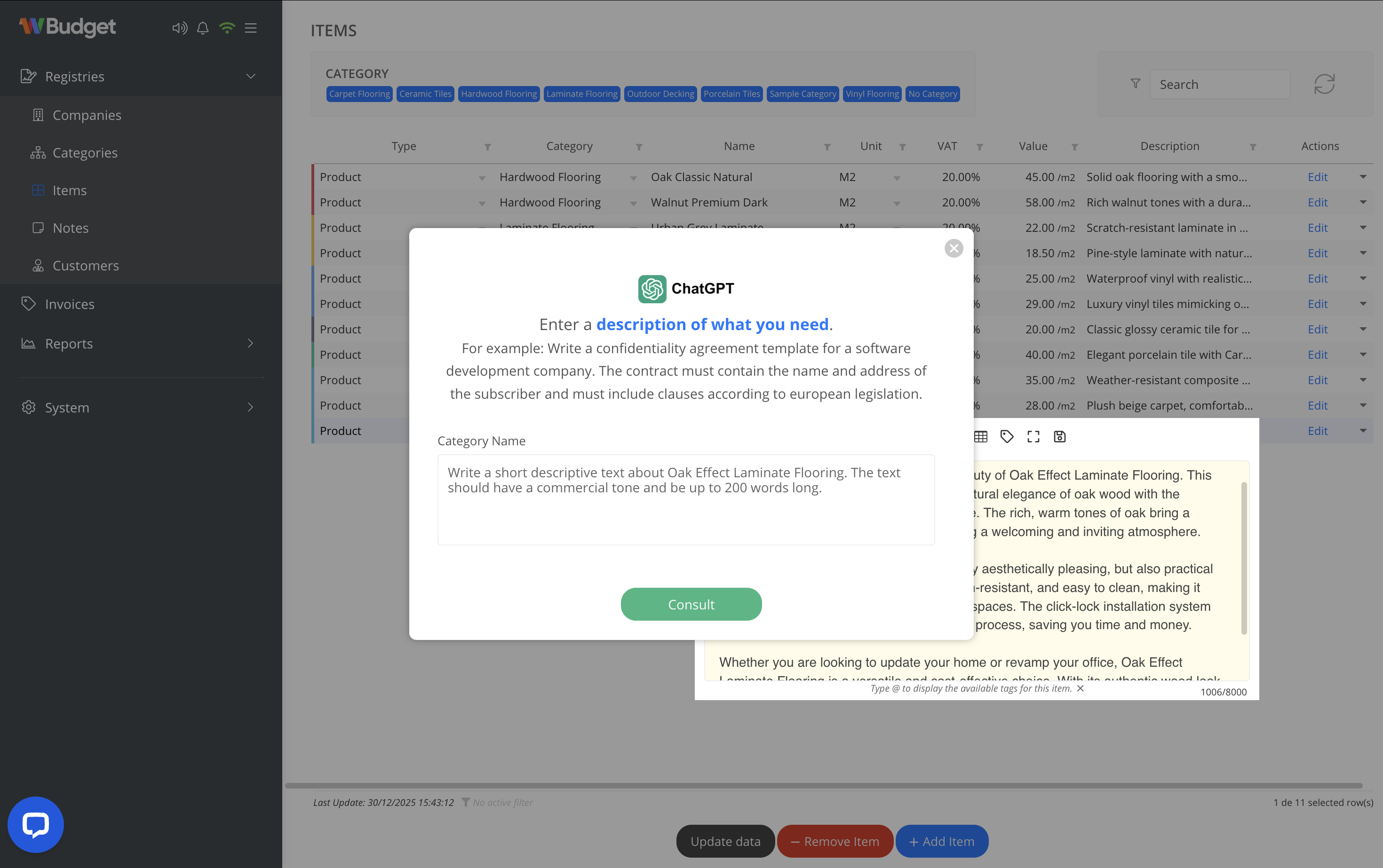 ChatGPT description assistant